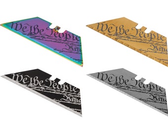 Laser Etched Utility Blade, 'We The People' Engraved Razor Blade - Choose Color & Quantity