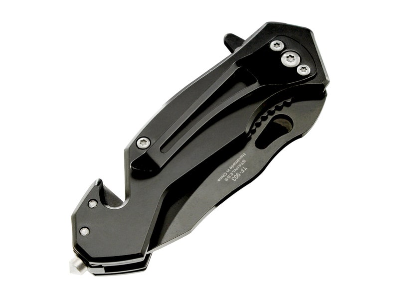 Folding Rescue Pocket Knife Glass Break Seatbelt Cutter Black Etsy