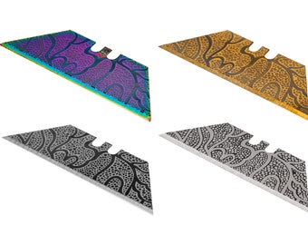 Laser Etched Utility Blade, Custom Utility Knife Blades, Laser Engraved, Box Cutter Blade, Razor Blade - Bone Marrow Choose Color & Quantity