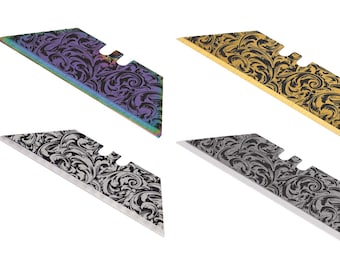 Laser Etched Utility Blade: Custom Scroll Engraved Box Cutter