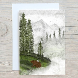 Bear & Bunny Mountain Design Greetings Card - Send Directly to Your Recipient!