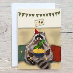 Gelukkige verjaardag luie wasbeerkaart voor papa - wenskaart - rechtstreeks naar uw ontvanger sturen!