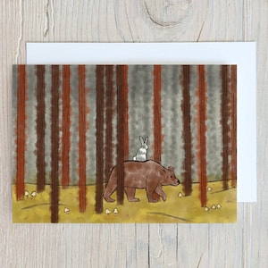 Ours et lapin, dans les bois - Carte de vœux - Envoyez directement à votre destinataire !