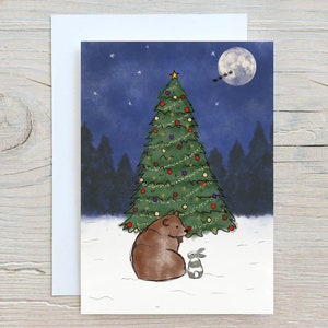 Ours et lapin - Autour de l'arbre - Carte de voeux - Envoyez directement à votre destinataire !