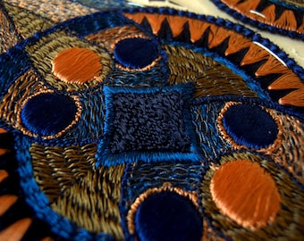 Wonderful antique silk appliqués. Modernist. 1900