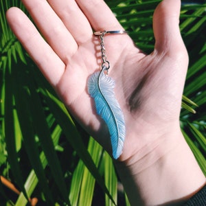 Blue Feather Keychain: Elegant Bag Charm