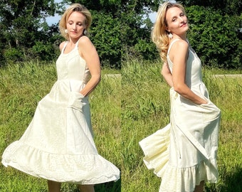Handmade Gunne Sax Style Prairie Off White Lace Dress Womens Small / Medium
