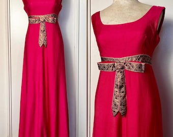 Vintage 1960's Pink Gabardine Maxi Dress