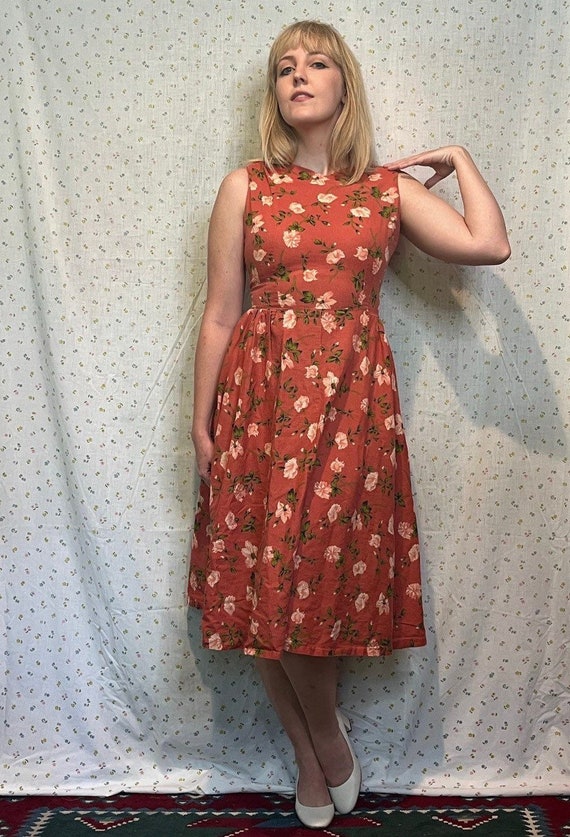 Vintage 60’s Floral Handmade Fit and Flare Dress … - image 4