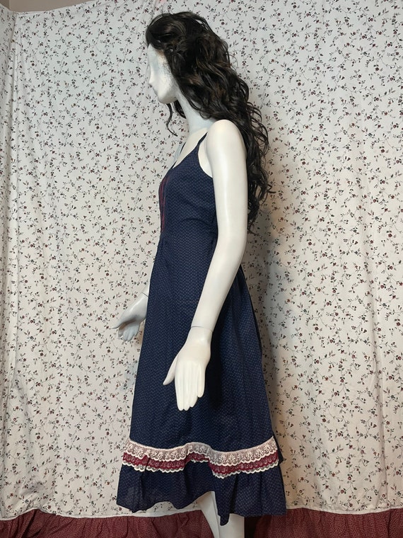 Vintage 1970’s Navy Blue Calico Sundress Gunne Sa… - image 7