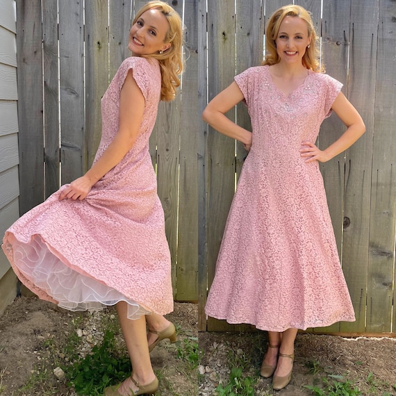 1950's Vintage Formal Sequin Bead Cocktail Dress A… Gem