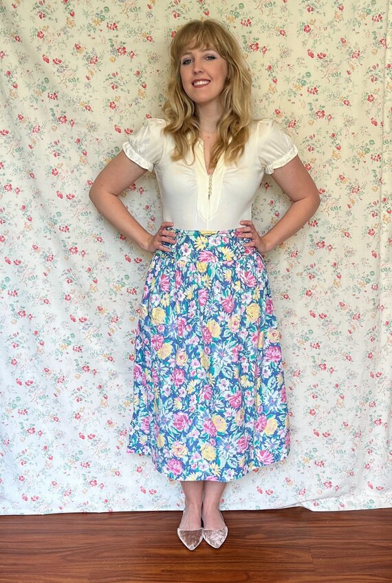 Vintage 80’s Laura Ashley Floral Skirt Medium - image 5