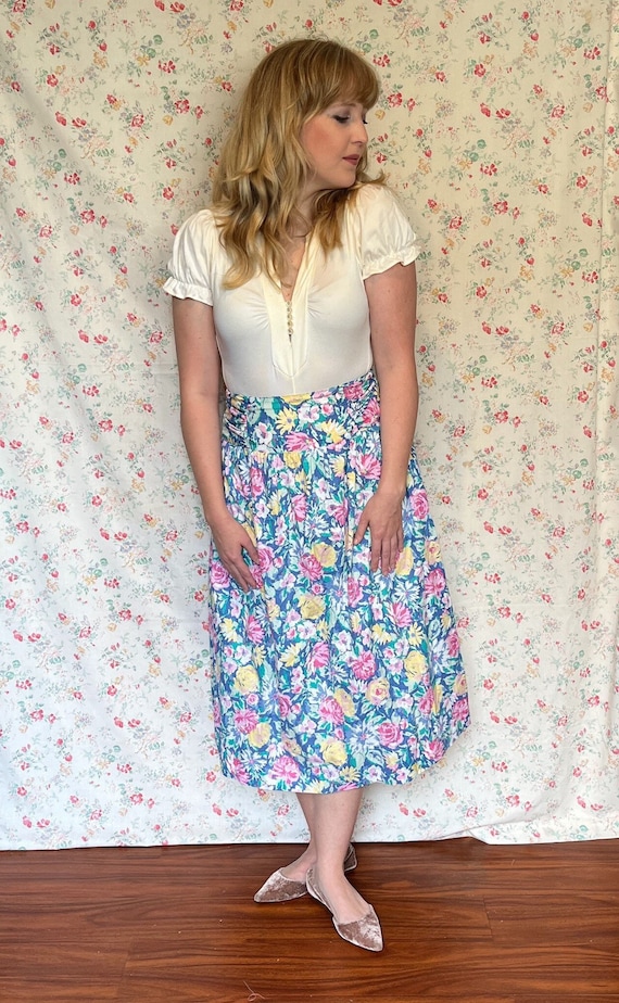 Vintage 80’s Laura Ashley Floral Skirt Medium - image 2