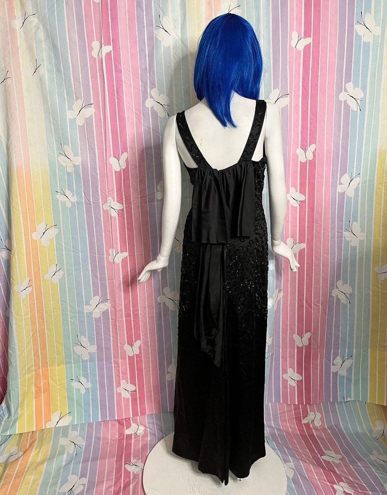 Vintage 1960s Emma Domb Black Sequin Cocktail Dress Medium image 5