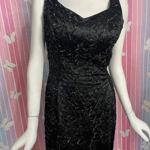 Vintage 1960s Emma Domb Black Sequin Cocktail Dress Medium image 2