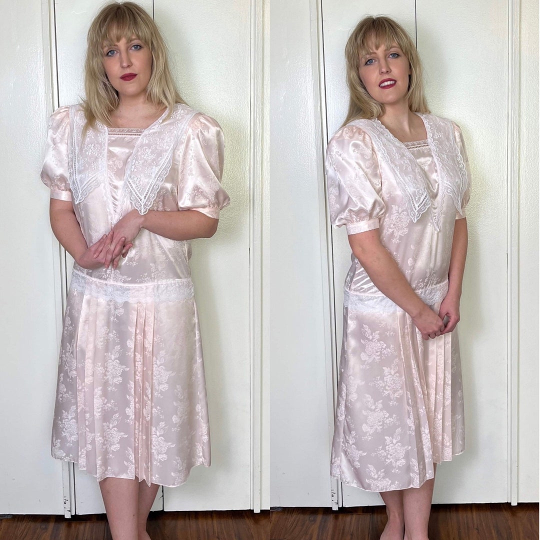 Vintage 1980's gunne Sax by Jessica Mcclintock Pink Drop Waist Dress - Etsy