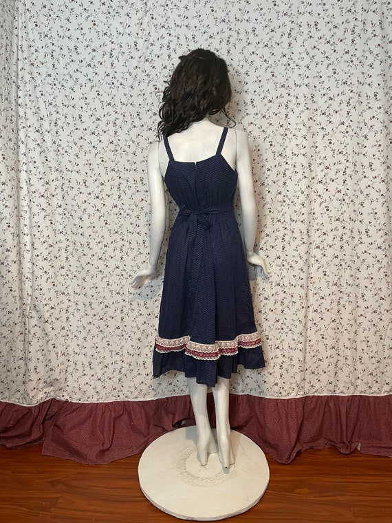 Vintage 1970’s Navy Blue Calico Sundress Gunne Sa… - image 6