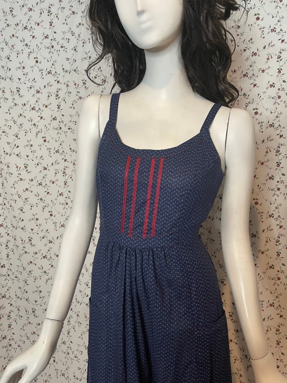 Vintage 1970’s Navy Blue Calico Sundress Gunne Sa… - image 3