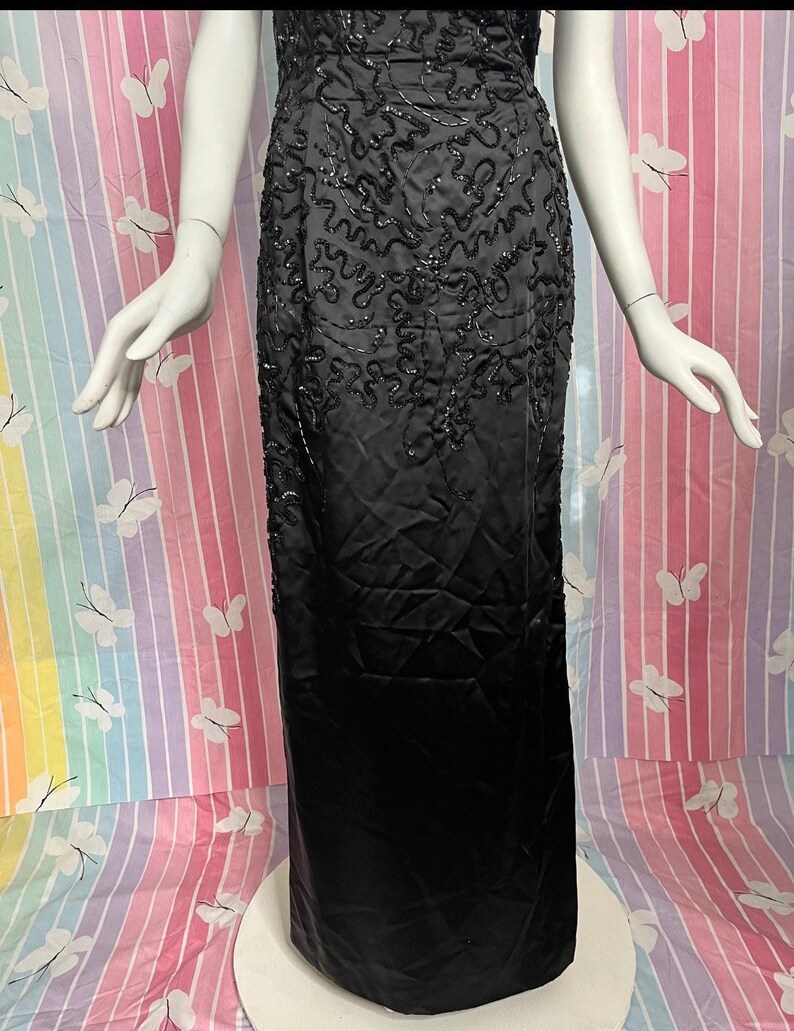 Vintage 1960s Emma Domb Black Sequin Cocktail Dress Medium image 7