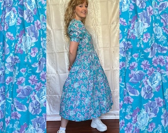 laura ashley＊Blue rose flower dress