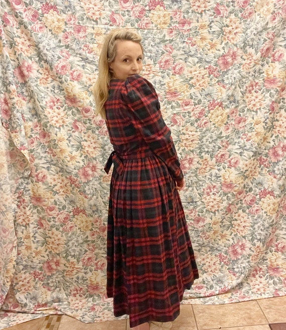 1980’s Vintage Red Plaid Laura Ashley Dress - image 5