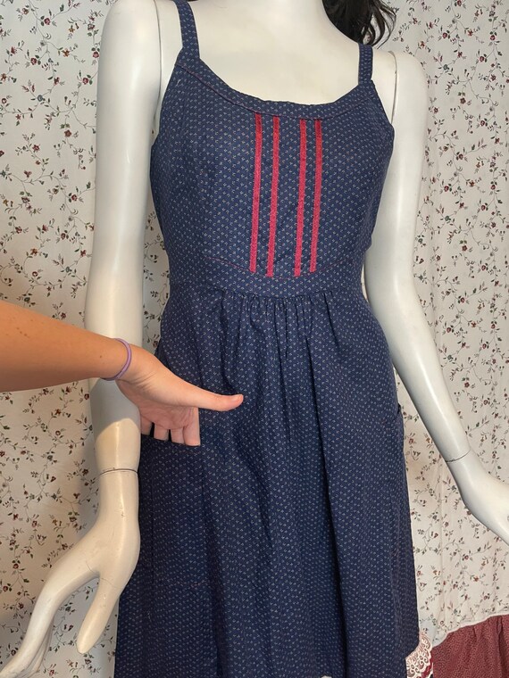 Vintage 1970’s Navy Blue Calico Sundress Gunne Sa… - image 5