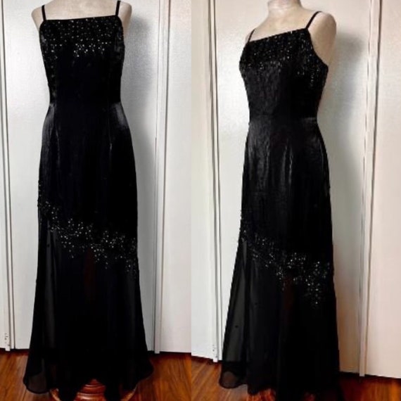 Vintage 1990's "Cache" Black Shimmer Sequin Embel… - image 1