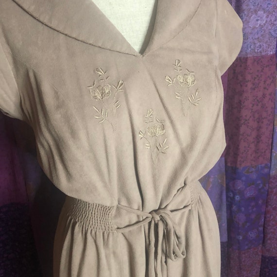 Vintage 70’s Dress by Suzette, Tan/Brown Peter Pa… - image 5