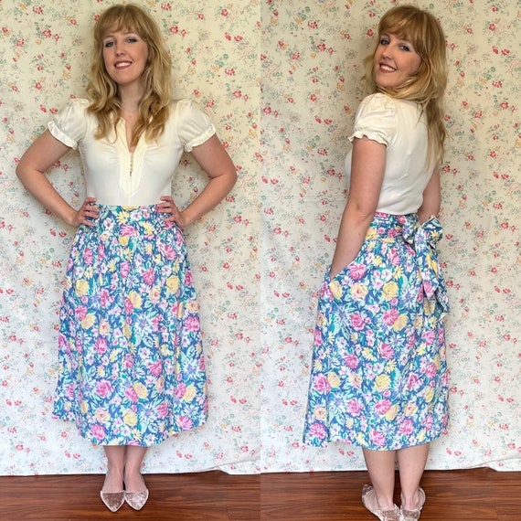 Vintage 80’s Laura Ashley Floral Skirt Medium - image 3