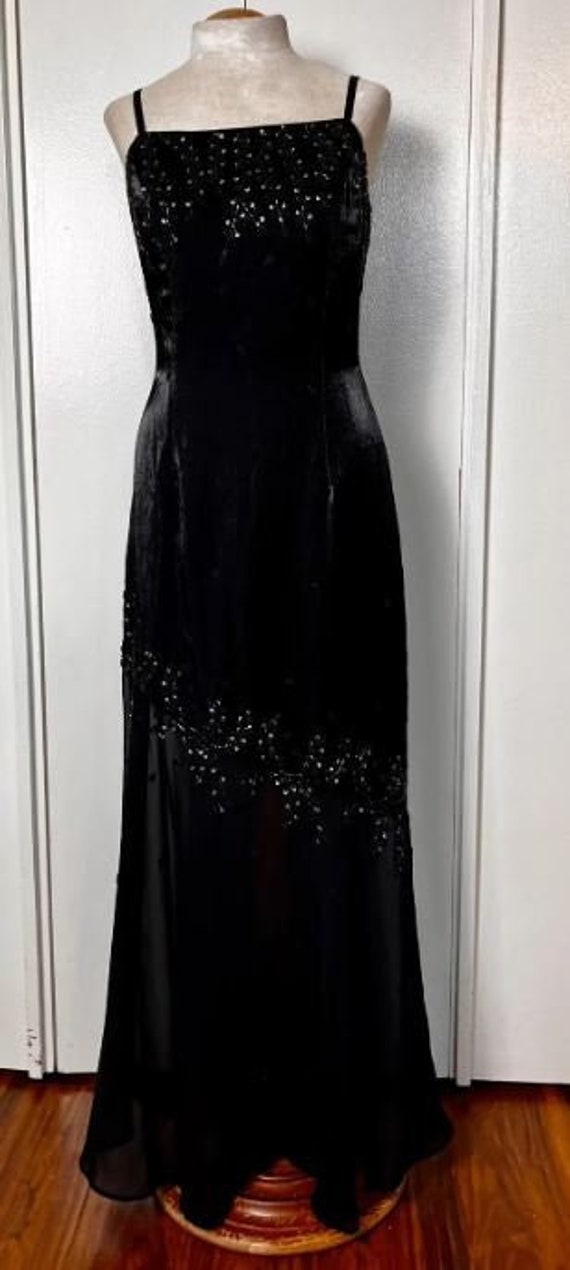 Vintage 1990's "Cache" Black Shimmer Sequin Embel… - image 2