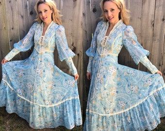 Vintage 70's River Princess Prairie Gunne Sax Style Dress Womens X-Small Size 8