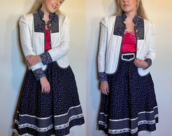 Vintage 1970’s "Gunne Sax by Jessica McClintock" White and Blue Calico Jacket