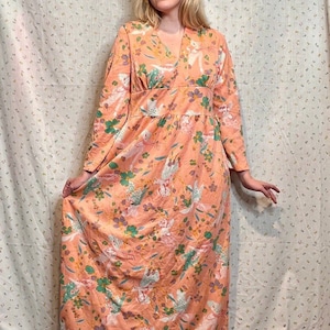 Vintage 1970s Art Deco Novelty Print Maxi Dress image 5