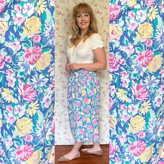 Vintage 80’s Laura Ashley Floral Skirt Medium - image 1