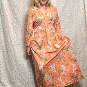 Vintage 1970s Art Deco Novelty Print Maxi Dress image 6