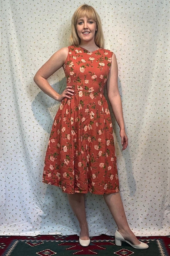Vintage 60’s Floral Handmade Fit and Flare Dress … - image 2