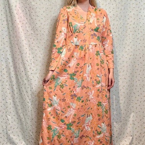 Vintage 1970s Art Deco Novelty Print Maxi Dress image 2