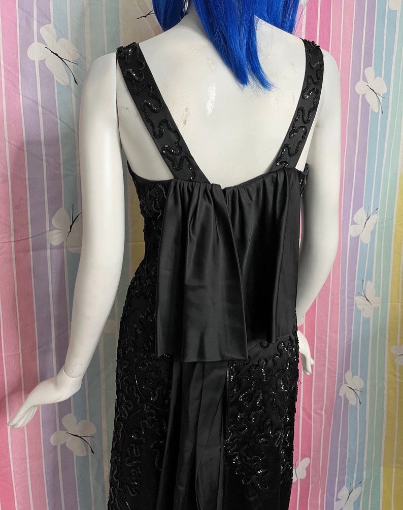 Vintage 1960s Emma Domb Black Sequin Cocktail Dress Medium image 9