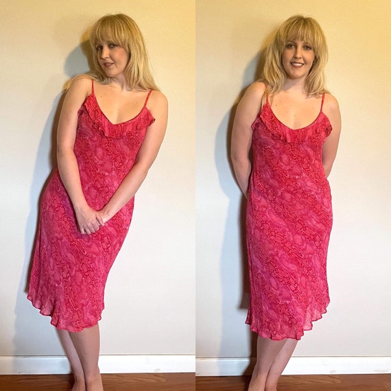 Vintage 1990's "Betsey Johnson" Hot Pink on Red Py