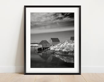 Peggy's Cove Fishing Shacks - B&W Nova Scotia Photography