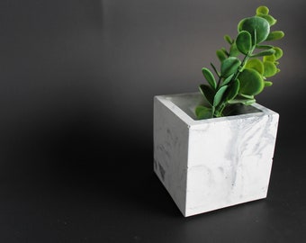 Marble Concrete Cube Planter/Pot, Handmade Gift | Home Decor