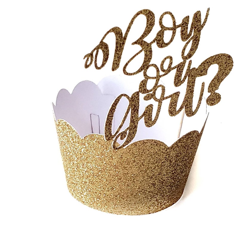 12 Boy or Girl Cupcake TopperGender Reveal Wraps