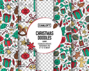 Christmas Doodle Overlays, Transparent Overlays, Winter Doodle Pattern, Png Overlay, Christmas Png, Christmas Scrapbook, Winter Planner
