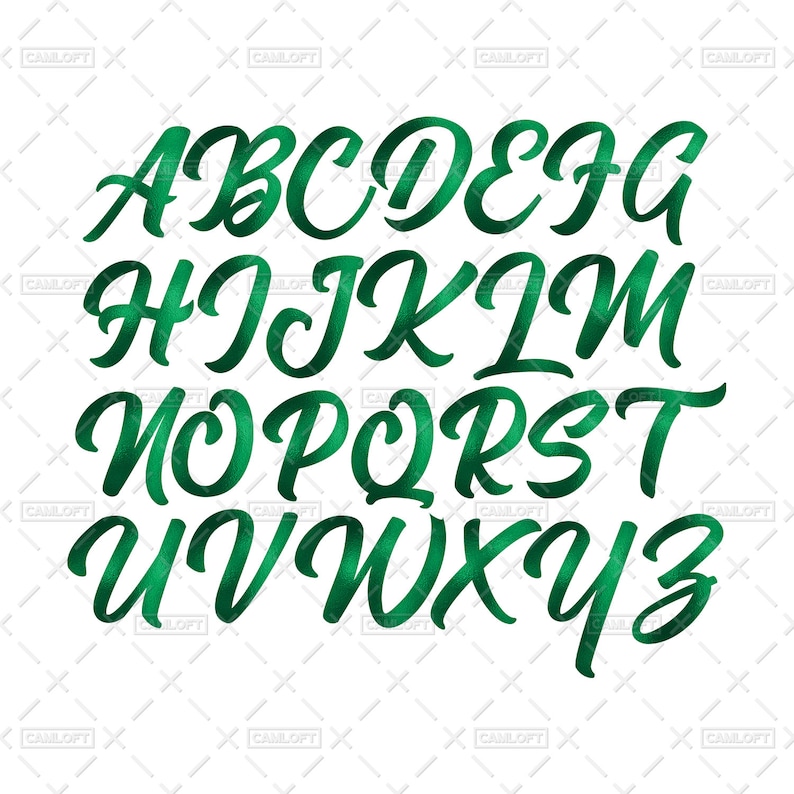 Green Foil Alphabet Clipart, Christmas Alphabet, Png Alphabet, Letters Clipart, Scrapbooking Alphabet, Christmas Font Clipart image 3