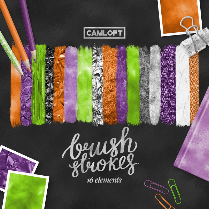 Halloween Color Palette Paint Stroke Cliparts Halloween Paint Halloween Clip Art Halloween Brush Strokes Hand Drawn Paint Brush