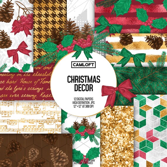 Immagini Del Natale Glitterate.Carte Digitali Decorative Di Natale Natale Glitter Coni Etsy