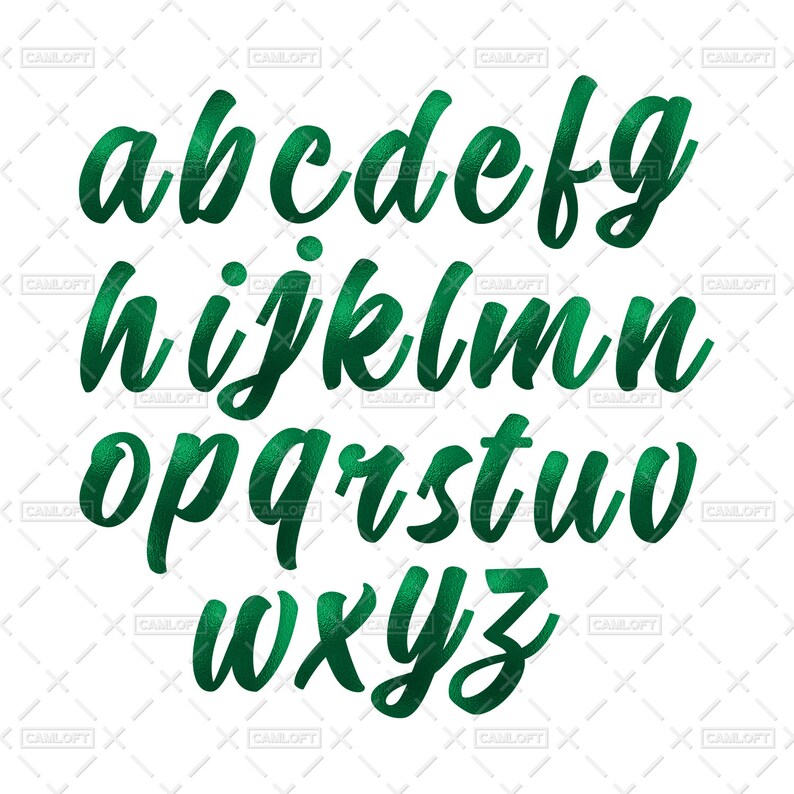 Green Foil Alphabet Clipart, Christmas Alphabet, Png Alphabet, Letters Clipart, Scrapbooking Alphabet, Christmas Font Clipart image 2