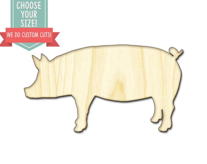 Custom Choose Your Size Laser Cut Wooden Art Craft Supplies Wall Hanging Decor Wedding Nursery DCS0331 Pig Farm Animal BBQ Bar B Q