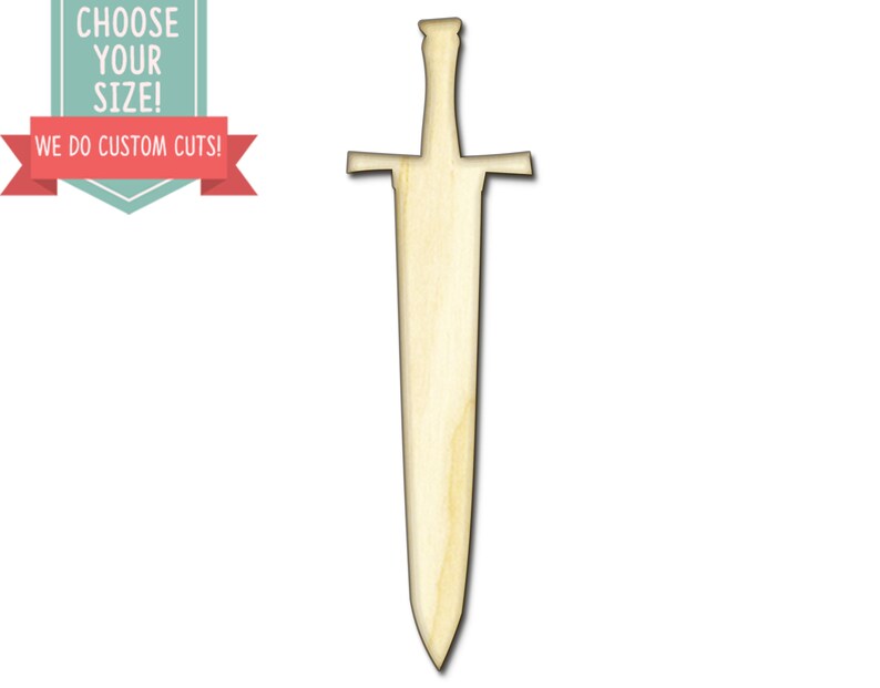 Sword Weapon Knight Medieval Fantasy Custom Choose Your Size Laser Cut Wooden Art Craft Supplies Wall Hanging Decor Wedding Nursery DCS0511