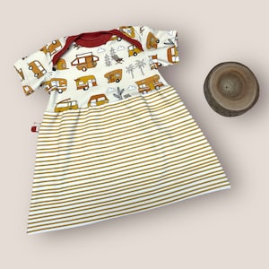 IN STOCK Evolutionary dress short sleeves baby child 1/3 years old organic cotton caravans